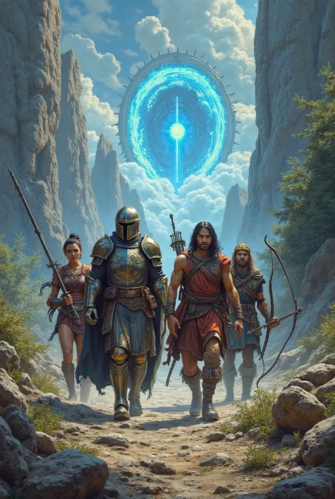 80s fantasy cover with group of adventures 