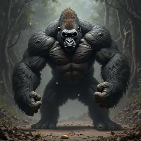 a gorilla is in fihting pose for game 