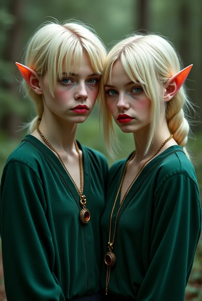 I want as realistic a full-body image as possible of beautiful and beautiful vampire twins, they are a beautiful boy and a beaut...