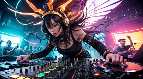 A Real Gorilla DJ's face with big, styled wireless gold headsets and a gold bracelet front pose with a thick gold necklace. The ...