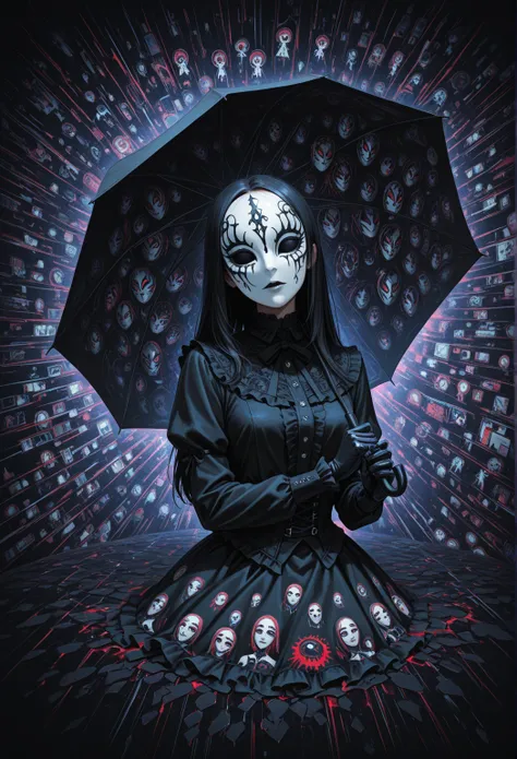 American style, abstract art, showcases graffiti and Gothic elements through exaggerated hand drawn techniques. A person holds a...
