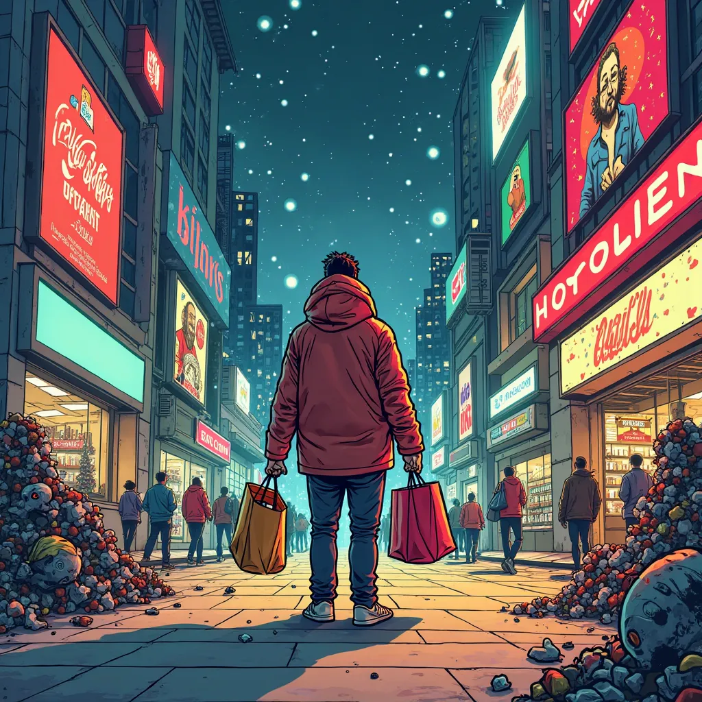 Cartoon about consumption and consumerism