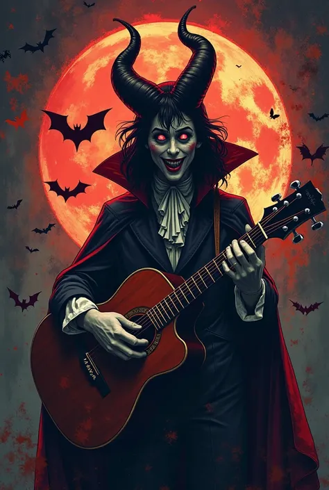 Create an image for me with a combination of high school music, terror, Disney Villains, contry, Brasil, abracadabra, vampiros, ...