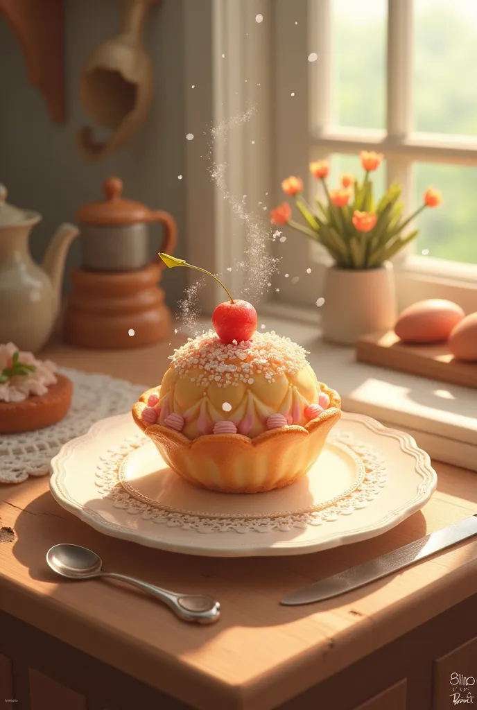 Can you recreate the new second photo that just removed the grid detail with the frilly caption below the bottom of the pan?