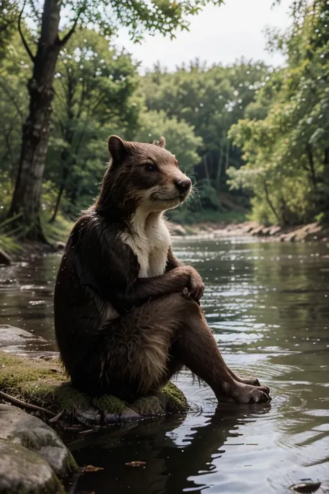 Boro, the brown-furred beaver with a now broken front tooth, sits alone by the riverbank. He stares at his reflection in the wat...