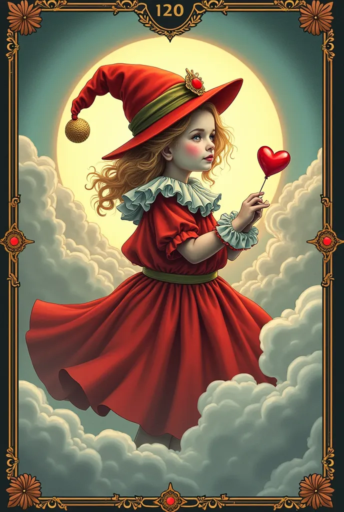 (tarot card with mana: 1.0), frame, Card Game Designs, Square Numerical Points, text in frame. Illustrations、  is depicted by tu...