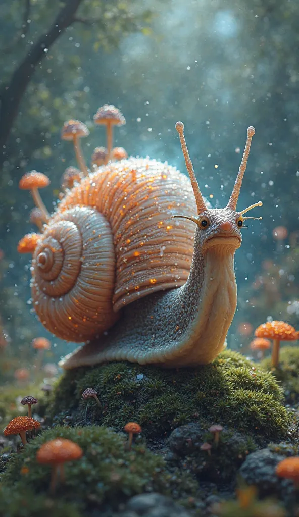 Image of a snail that has the power of mushrooms 