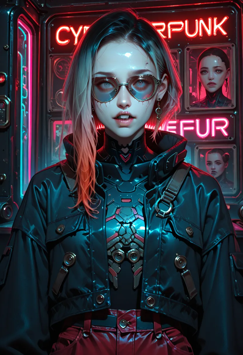 Stunningly beautiful Medusa with steampunk glasses, instead of hair she has hundreds of tiny realisitic, live snakes with fangs ...