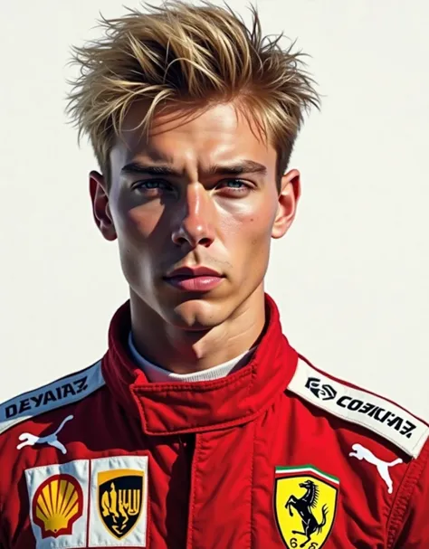 Ultra-realistic style image. An attractive 24-year-old German adult with rowdy blond hair, blue eyes, Beige skin, without a bear...
