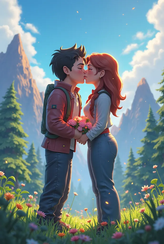 Alex kisses Steven in minecraft abd its anime