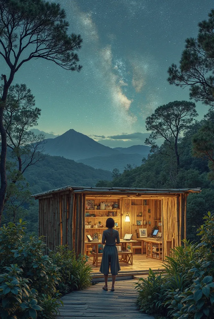 "A woman in three universes: an astronomical laboratory on top of a hill, dark and silent, illuminated only by telescopes; an ar...