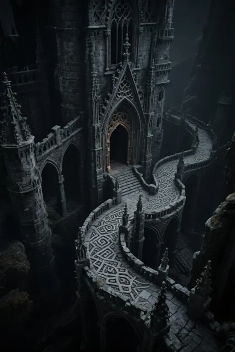 Confusing entrance to a Gothic castle 