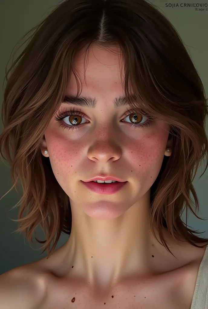 Sofia Crnilovic, messy wavy hair, large eyes