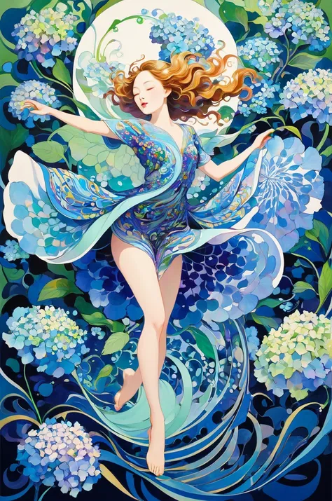  Hallucinatory, Tsuruta Ichiro Style Beauty Painting   , Hypnotic Patterns ,   abstract, Euphoric,    Beyond the Shape of a Flui...