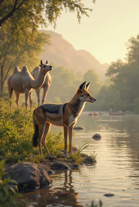 river in the jackal and camel
 jackal back in the camel