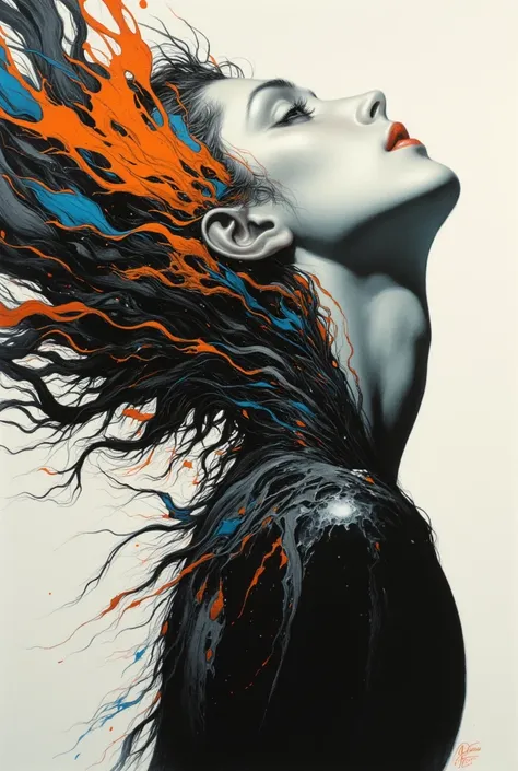  The image is a digital artwork that looks like a portrait of a woman's face. The woman's head is slightly tilted to the side, S...