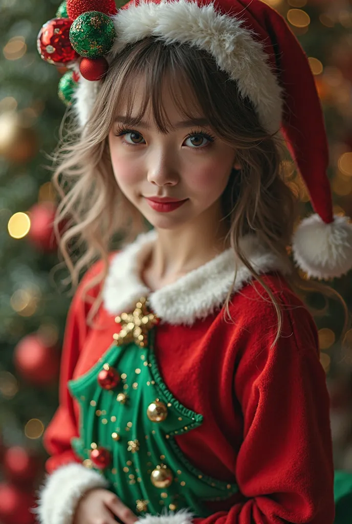 beautiful detailed eyes, beautiful detailed lips, extremely detailed eyes and face, long eyelashes, 1 girl, Christmas costume, a...
