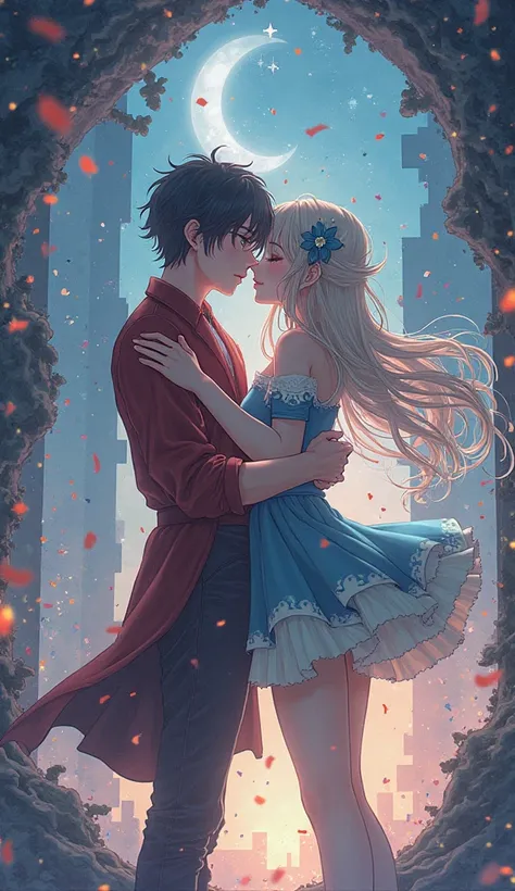 Overall Composition, Composition, Balance, Perfection, High Image Quality、anime kissing boys and girls、hug each other、Beautiful ...