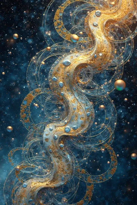 Style: poetic surrealism with geometric abstraction, where text and form dance in harmonious motion. colors:  indigo  (#2E0854),...