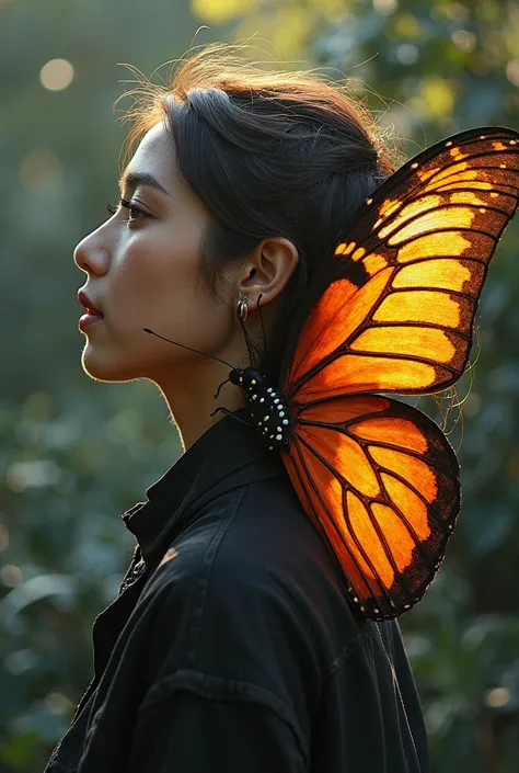 Moth woman, BUTTERFLY WOMAN, Woman with butterfly wings, portrait of woman with moth appearance, woman with moth face, Moth woma...