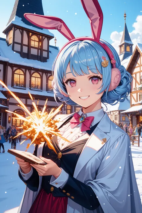  beautiful blond witch fighting deamon, magical explosion of primary colorbeautiful girl  blob hair, cute, intricate, highly det...