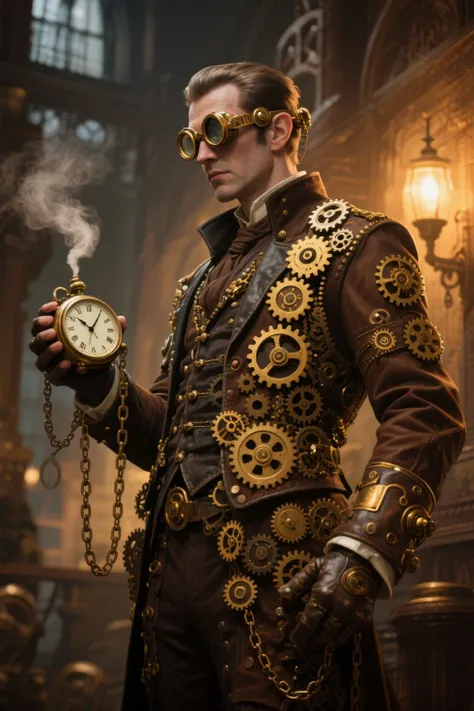 The humanization of time in the guise of a steampunk man