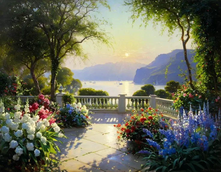 Abbott Fuller Graves 1859-1936 American painter - garden landscape with notes of impressionism, 
the joy of color and light in t...