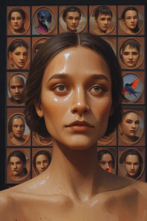 portraits of people, oil painting , from various
cultural areas, where their heads are full of thoughts and chaos, Policy, wars,...