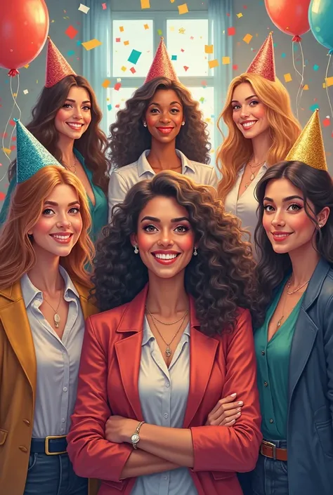 We are the best in the course, only ung adult women who are studying kindergarten, Let them all look like a New Year's Eve photo...