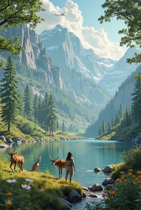 make an image that is of what a virtual reality game that deals with nature looks like to see the game menu, settings icon 