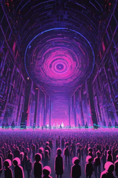 The nightmarish psychedelic and surreal landscape of the city, populated by people, similar to shadows with unclear outlines, Gl...