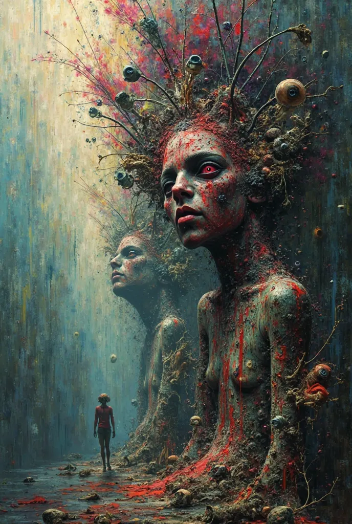 brief flashes of abstract or disturbing images