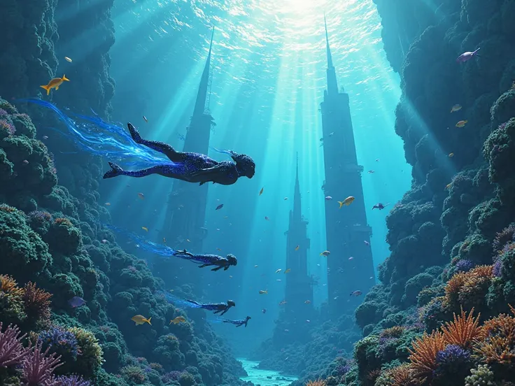 The city of Sydney, Australia but underwater in the middle of the Great Barrier reef. 