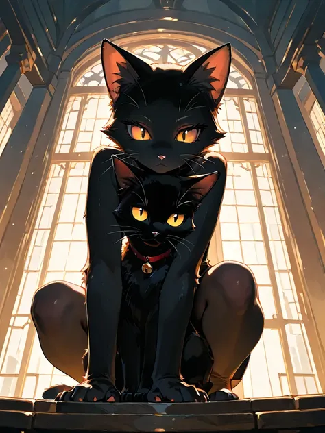 best quality,4k,8k,highres,masterpiece:1.2, a cat, black cat, 