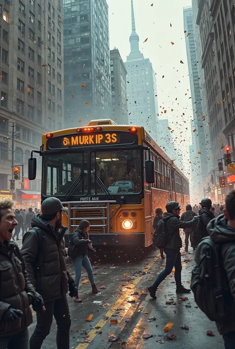 Bus slamming into a group of people 