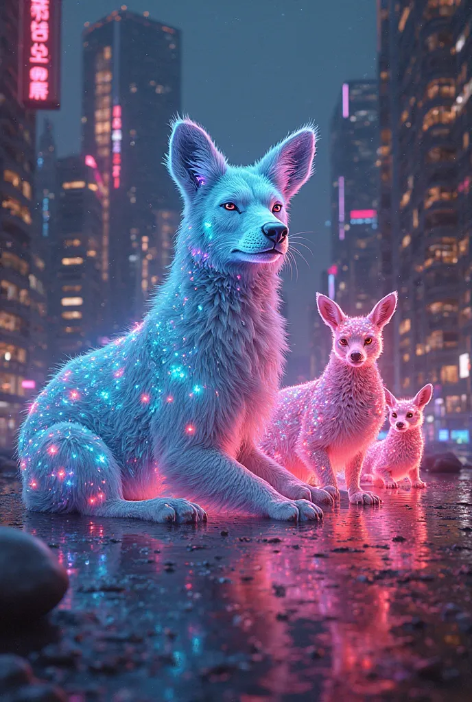 Combine neon with animals　High Definition
