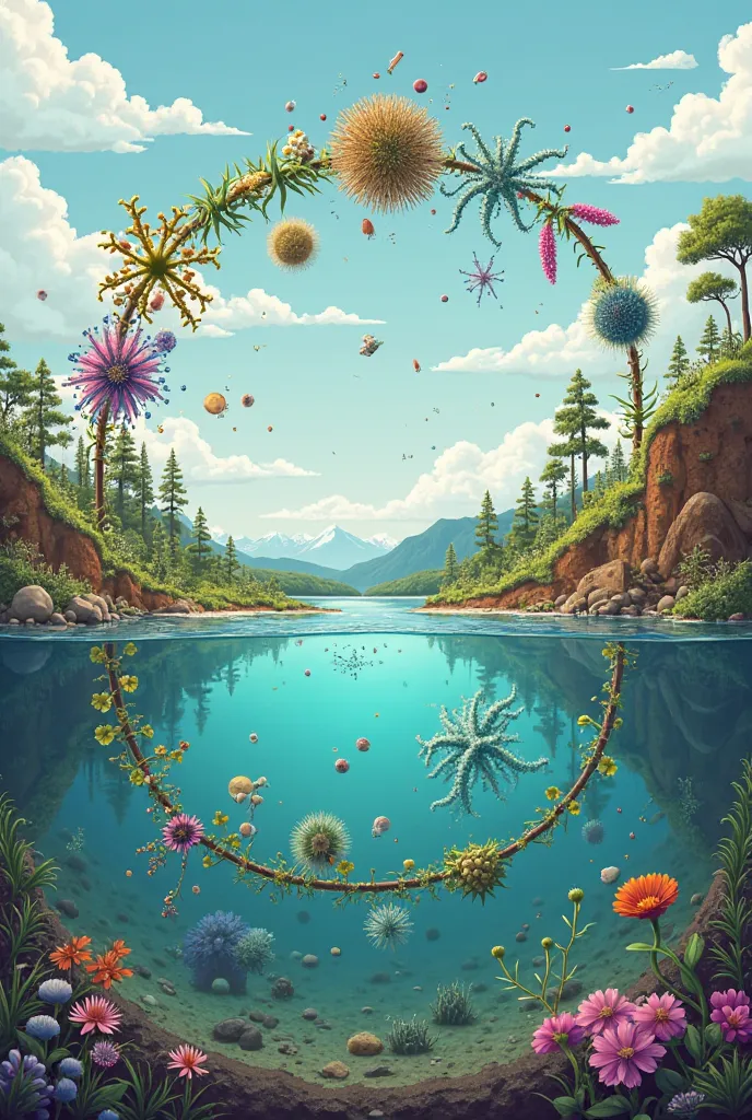 Give me an outline of this:N₂ atmosphere → fixing bacteria → ammonium → nitrites → nitrates → plants → animals → decomposition →...