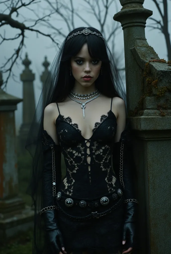 goth girl in cemetery