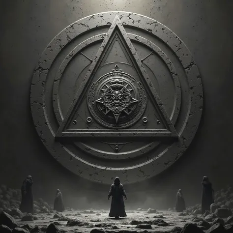 Yesterday in circles with a triangle in the middle and the seal of Belzebuth in the middle of the triangle