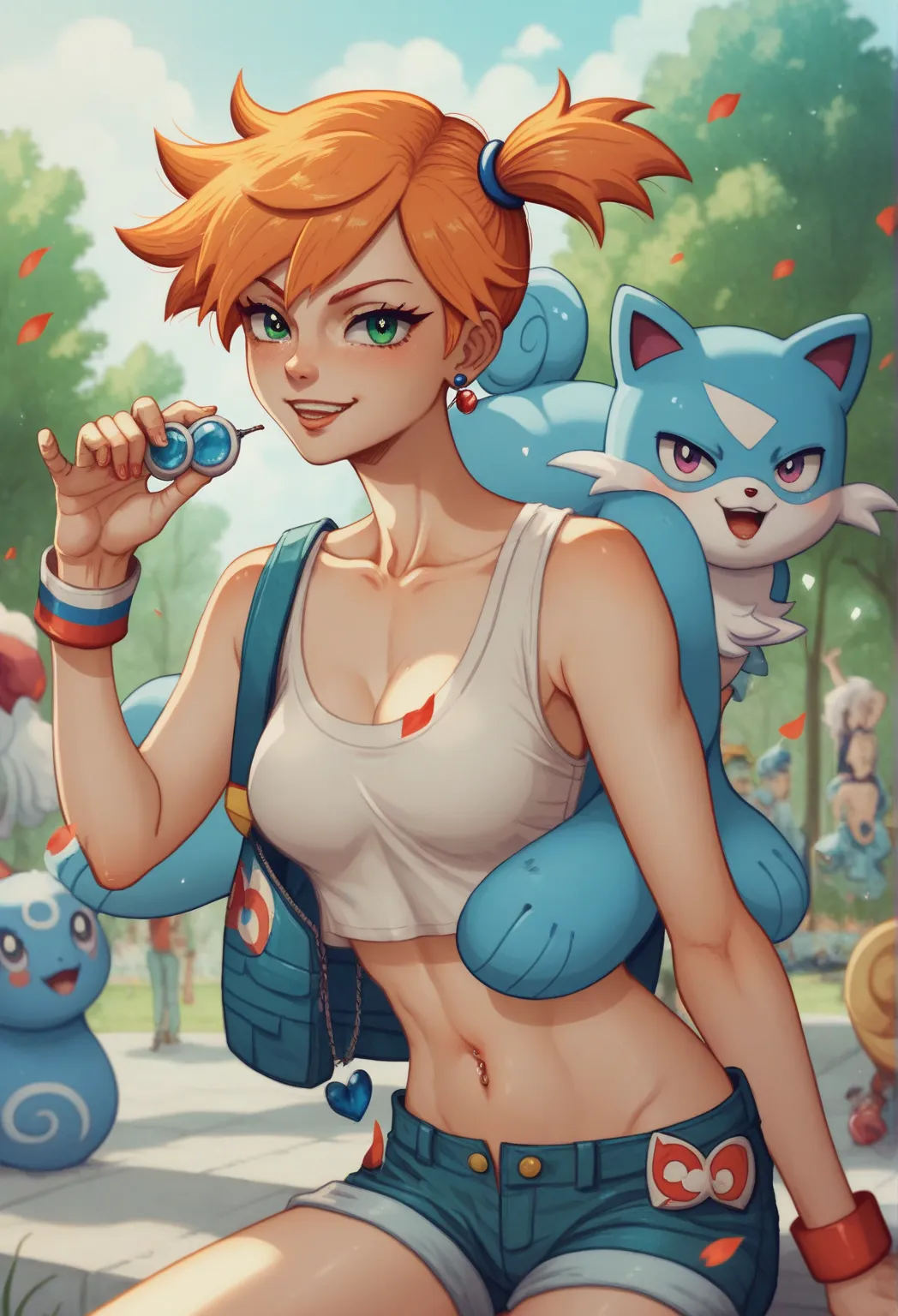 Maybe the Pokémon character  , Misty é uma personagem Pokémon, Sensual, Lilith, sem roupa, pelada, mostrando o seios 