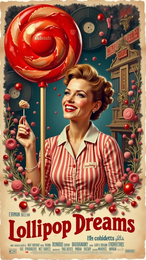 Here’s your polished vintage poster concept, fully embracing the **"Lollipop"** (1958) candy-themed nostalgia with a **1950s cin...