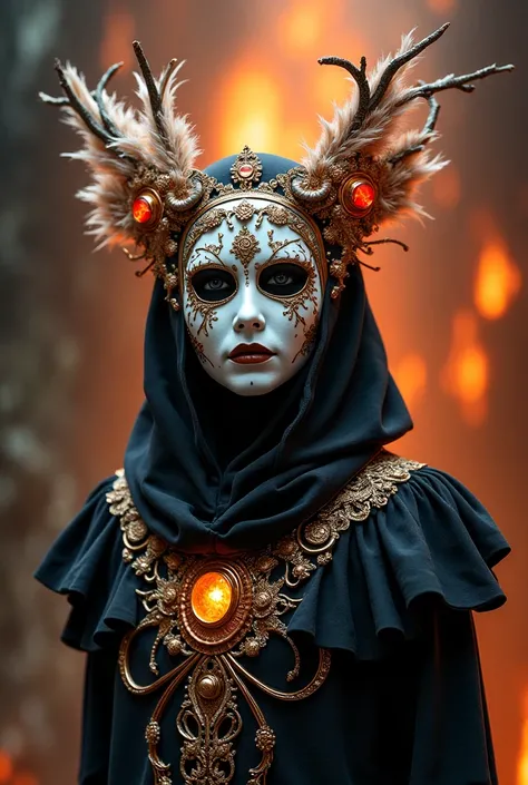 Angelic mask with a costume similar to that of Dante Infernos 