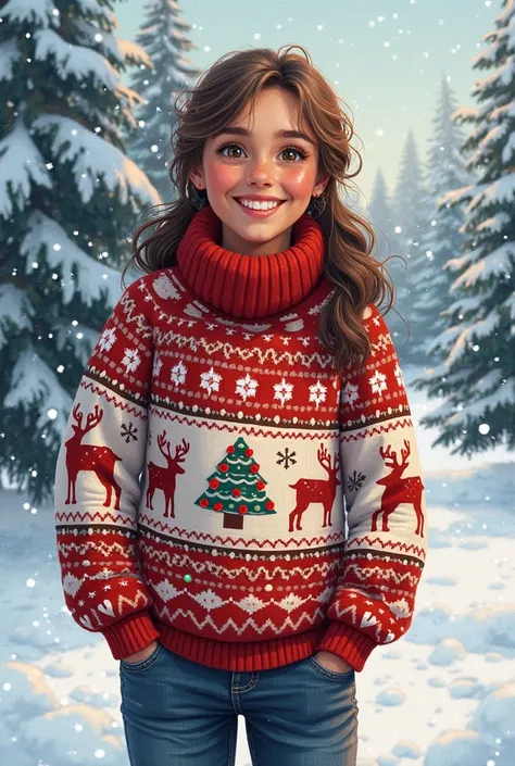 And then later it with a Christmas themed button sweater