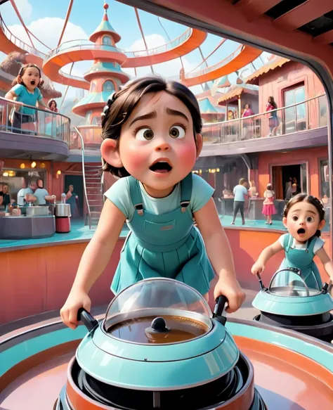 Sci-Fi horror film:  Room with a labyrinth of mirrors ,  even on the roof of an amusement park , with the reflection of a naked ...