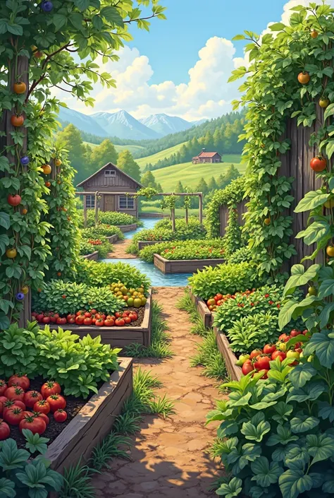 Please draw a vegetable garden。