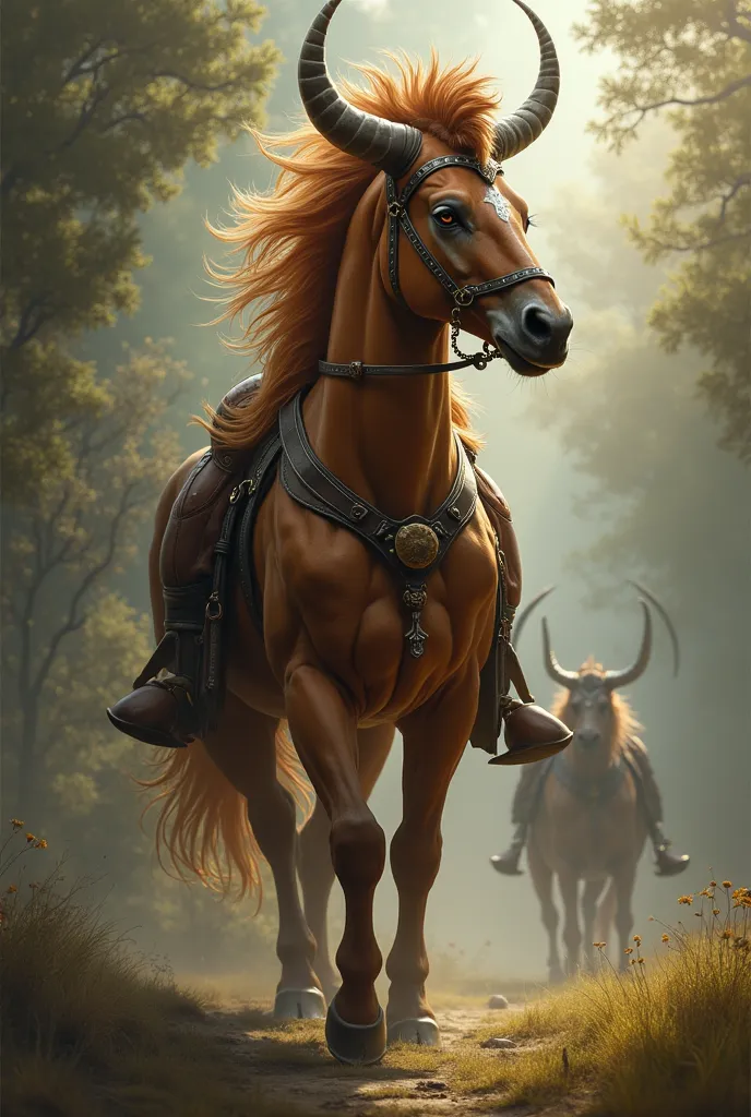 Create a centaur with a hard cock