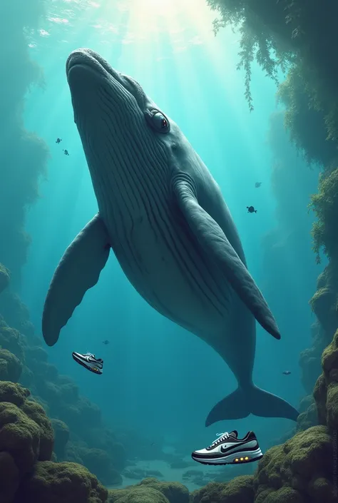 A WHALE WEARING NIKE SNEAKERS
