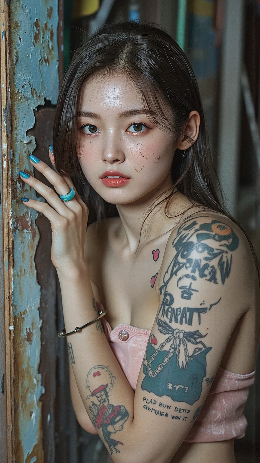 nsfw,
Film camera depiction,
 photographed with high-grade lenses ,
wide-angle lens,
Full Body Shot,

At night,
美しい韓国peopleのが、pe...