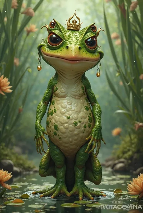 Draw a female anthropomorphic toad 