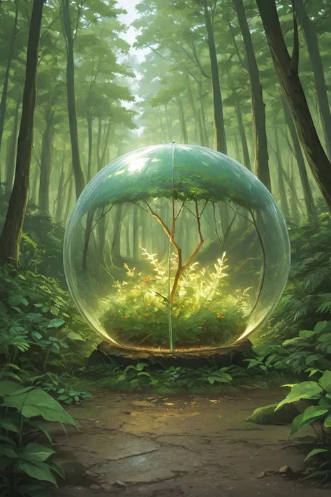 artificial paradise, nature, transparent dome, natural, natural environment within a dome with the desert exterior